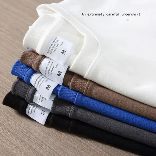 400G Heavy Duty Short Sleeve T-shirt Men Summer Cotton Thick Small Neckline Pure White American Half Sleeve Tees - Image 2