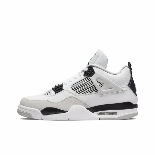 Jordan Air Jordan 4 retro "military black" leather trendy white cement high top retro basketball shoes unisex grey white black