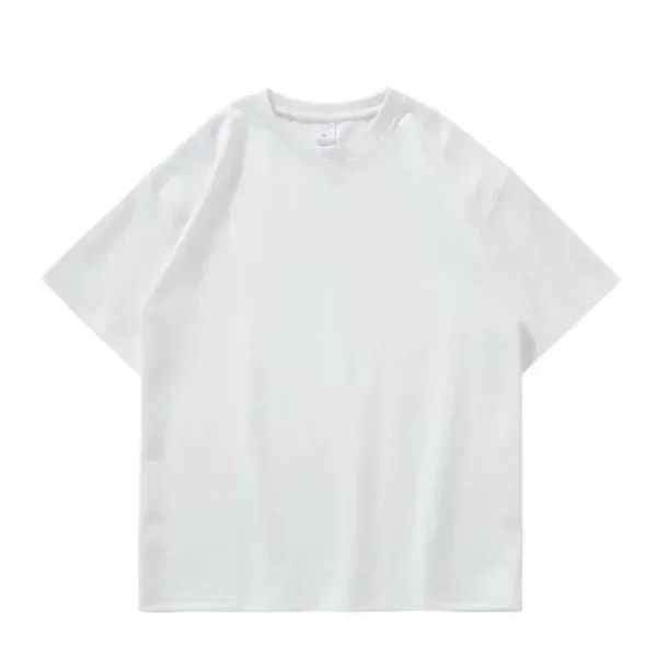 400G Heavy Duty Short Sleeve T-shirt Men Summer Cotton Thick Small Neckline Pure White American Half Sleeve Tees - Image 6