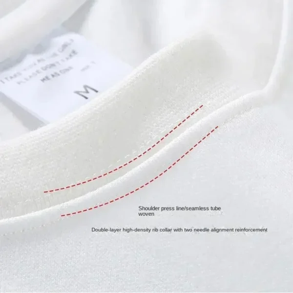 400G Heavy Duty Short Sleeve T-shirt Men Summer Cotton Thick Small Neckline Pure White American Half Sleeve Tees - Image 5