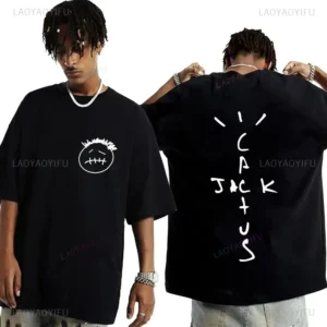 Rapper Cactus Jack Music Album T-shirt Men's and Women's Fashion Hip Hop Casual Short sleeved T-shirt