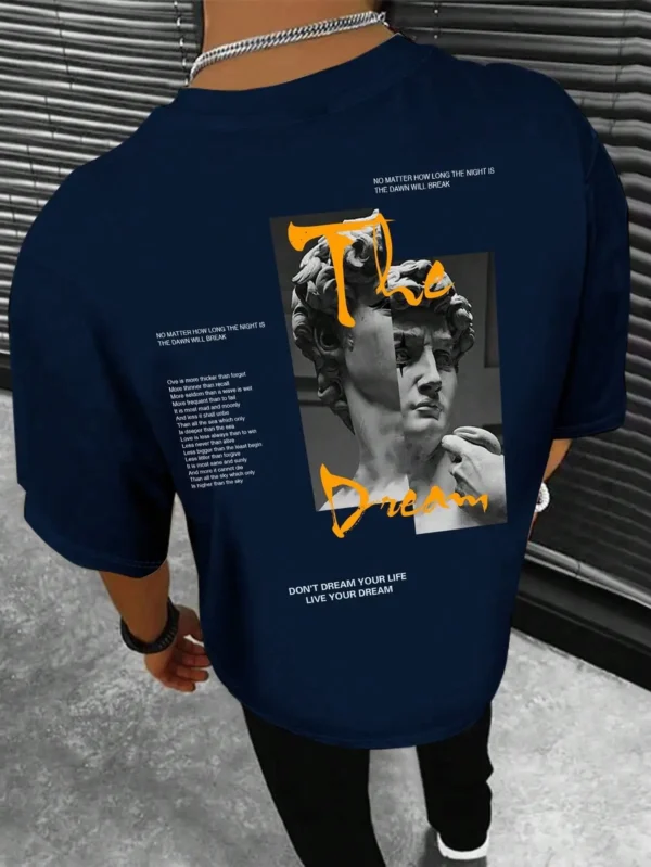Don'T Dream Your Life Live Your Dream Men Clothes Fashion Summer T-Shirts Streetwear 100% Cotton Loose Tops Breathable Tee - Image 5