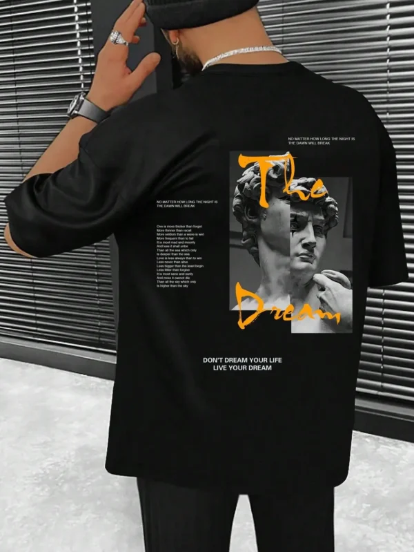Don'T Dream Your Life Live Your Dream Men Clothes Fashion Summer T-Shirts Streetwear 100% Cotton Loose Tops Breathable Tee - Image 3